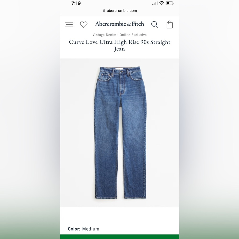 Abercrombie & fitch Women's
Curve Love Ultra High Rise 90s Straight Jean